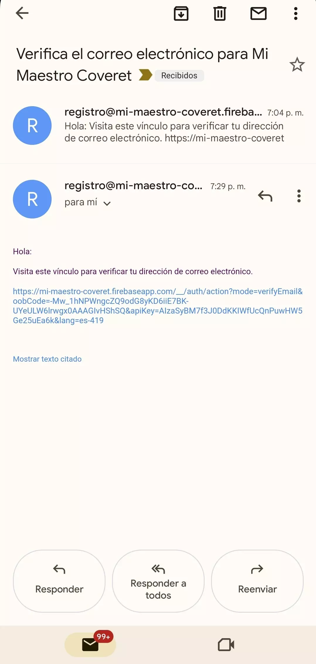 Correo para verificación de correo electrónico